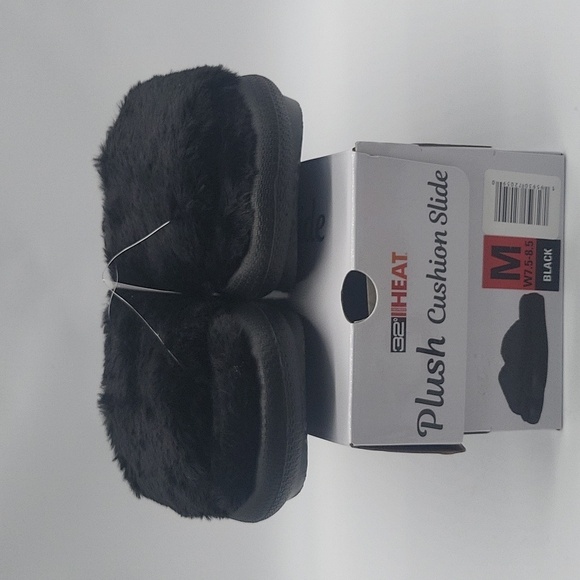 1979- 32 Degrees Heat Plush Cushion Slide Women's Size 7.5 - 8.5 Black Color NWT - Picture 8 of 10